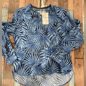Tommy Bahama size small long sleeve island navy button down shirt nwt